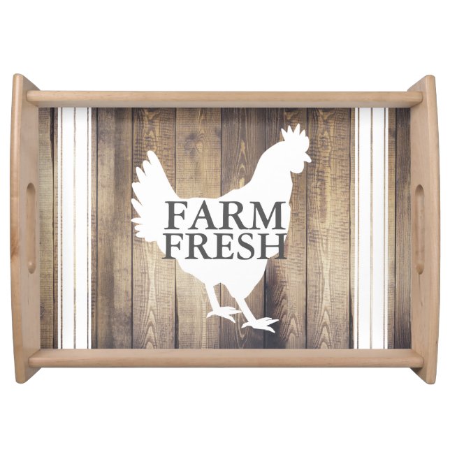 Rustic Farmhouse Country Hen Farm Fresh Serving Tray (Front)