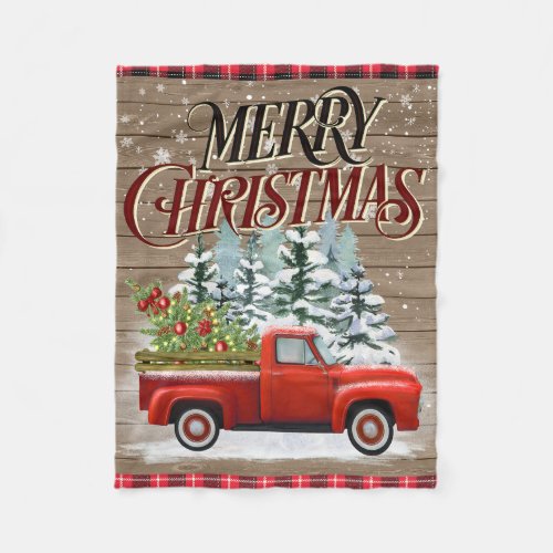 Rustic Farmhouse Country Merry Christmas Fleece Blanket