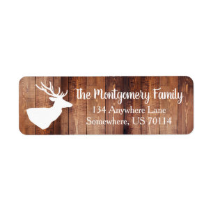 Rustic Farmhouse Country White Deer & Barn Wood Label