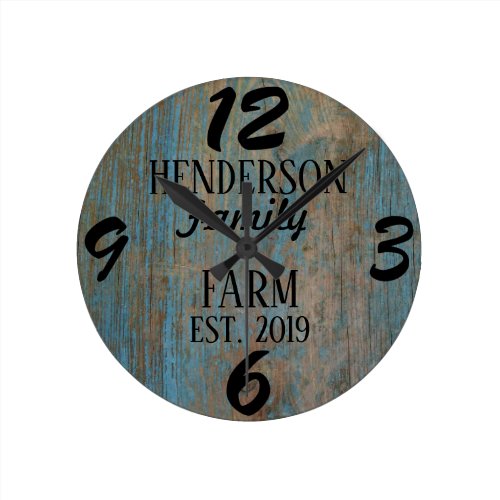 Rustic Farmhouse Country Wooden Distressed Custom Round Clock