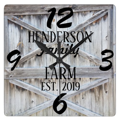 Rustic Farmhouse Country Wooden Distressed Custom Square Wall Clock