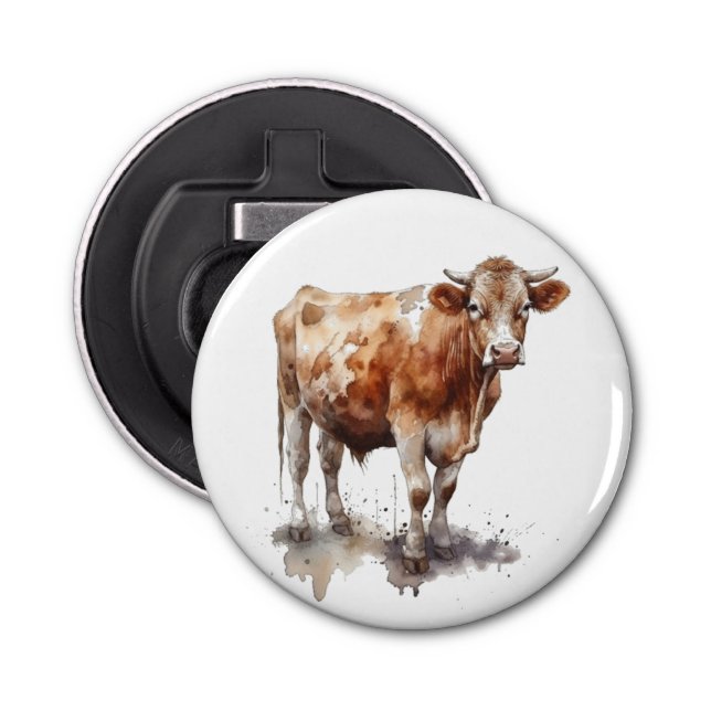 Rustic Farmhouse Cow Portrait  Bottle Opener (Front)