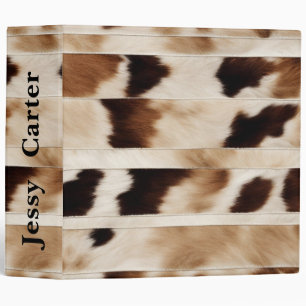 Rustic Farmhouse Cowboy Western Country Cow Print  3 Ring Binder