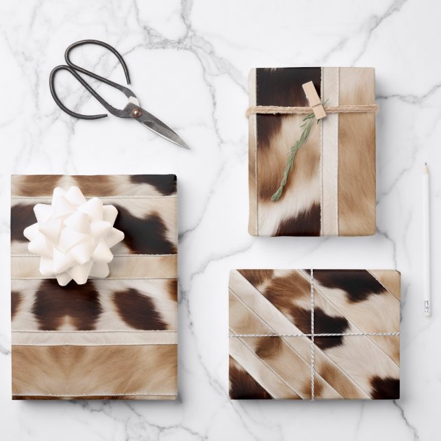 Rustic Farmhouse Cowboy Western Country Cow Print  Wrapping Paper Sheets (Front)