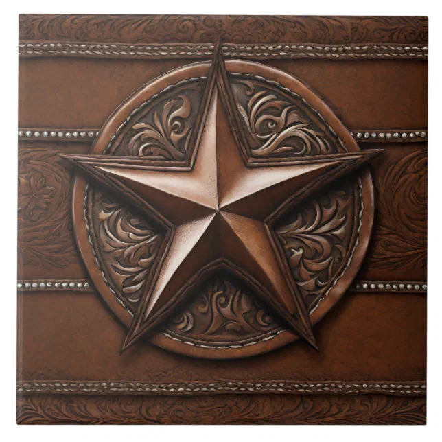 Western Pattern Tile Rustic Farmhouse Cowboy Western Country Texas Star Ceramic Tile | Zazzle