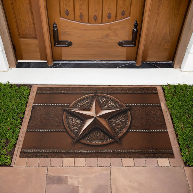 Rustic Farmhouse Cowboy Western Country Texas Star Doormat (Outdoor)
