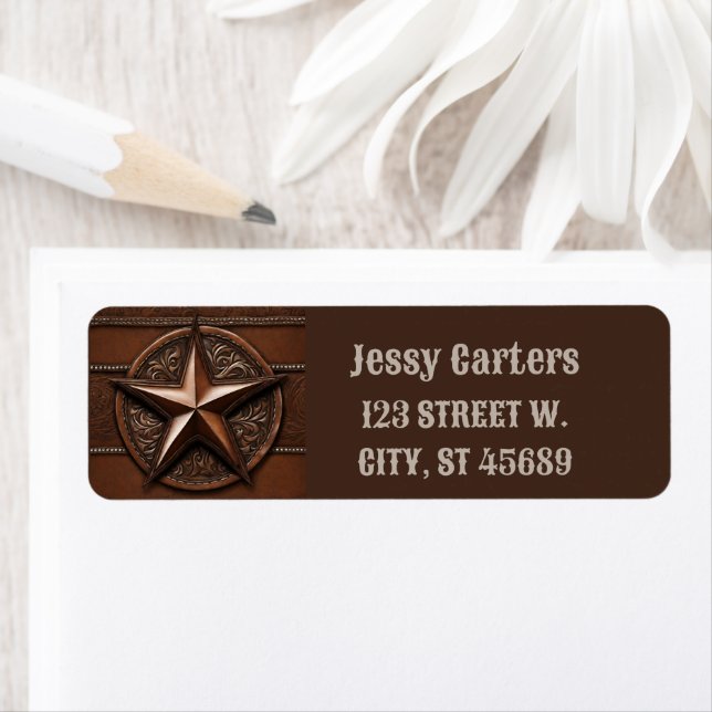 Rustic Farmhouse Cowboy Western Country Texas Star Label (Insitu)