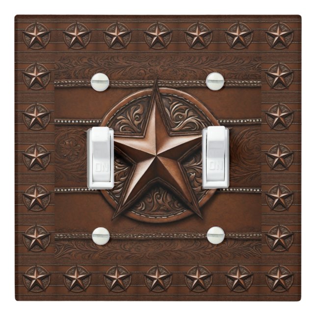Rustic Farmhouse Cowboy Western Country Texas Star Light Switch Cover (In Situ)