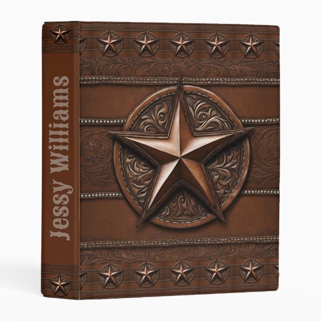 Rustic Farmhouse Cowboy Western Country Texas Star Mini Binder (Front/Spine)