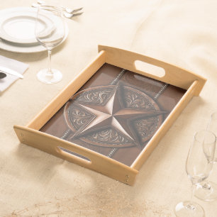 Rustic Farmhouse Cowboy Western Country Texas Star Serving Tray