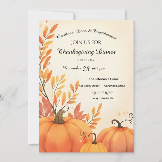 Rustic Farmhouse Cozy Autumn  Thanksgiving Invitation (Front)