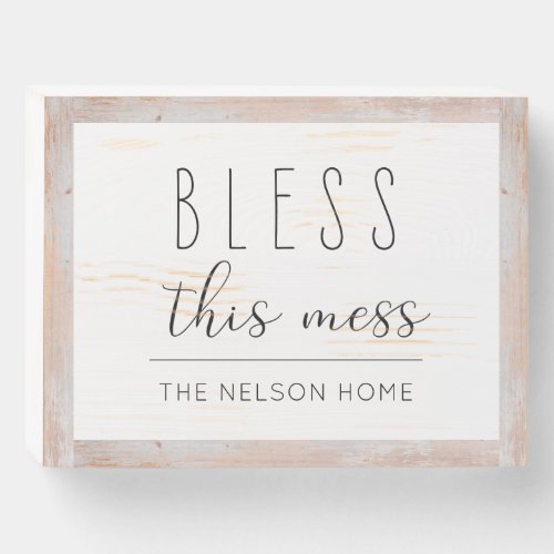 Rustic Farmhouse Custom Family Bless this Mess Wooden Box Sign