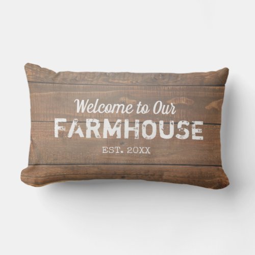 Rustic Farmhouse Custom Family Name Lumbar Pillow