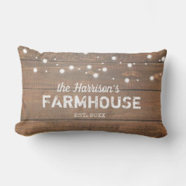 Rustic Farmhouse Custom Family Name Lumbar Pillow