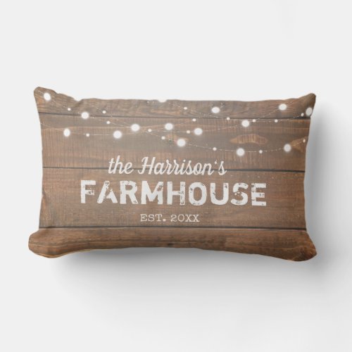 Rustic Farmhouse Custom Family Name Lumbar Pillow