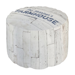 Rustic Farmhouse Custom Family Name Pouf