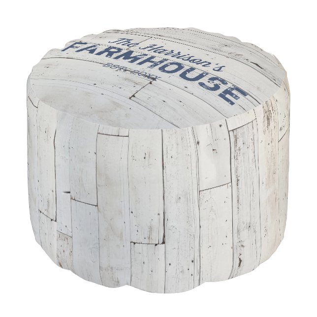 Rustic Farmhouse Custom Family Name  Pouf (Angled Back)