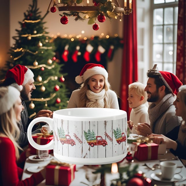 Rustic Farmhouse Distressed Wood Red Truck Chili Bowl (Creator Uploaded)