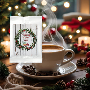 Rustic Farmhouse Distressed Wood Red Truck Hot Chocolate Drink Mix