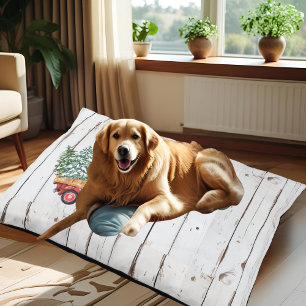 Rustic Farmhouse Distressed Wood Red Truck Pet Bed