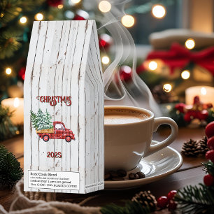 Rustic Farmhouse Distressed Wood Red Truck Roasted Coffee