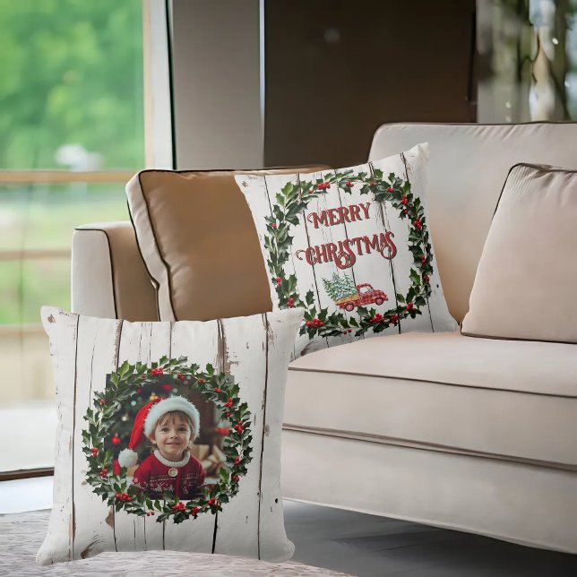 Rustic Farmhouse Distressed Wood Throw Pillow (Creator Uploaded)