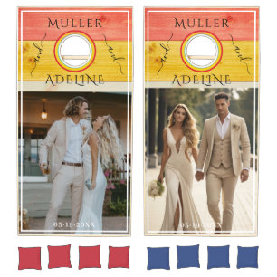 Rustic Farmhouse Dual Monogram Wedding Cornhole Se Cornhole Set