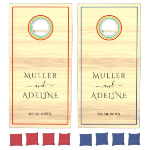 Rustic Farmhouse Dual Monogram Wedding Cornhole Se Set