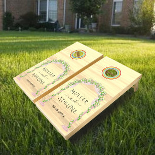 Rustic Farmhouse Dual Monogram Wedding Cornhole Se Set