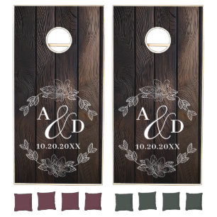 Rustic Farmhouse Dual Monogram Wedding Cornhole Set