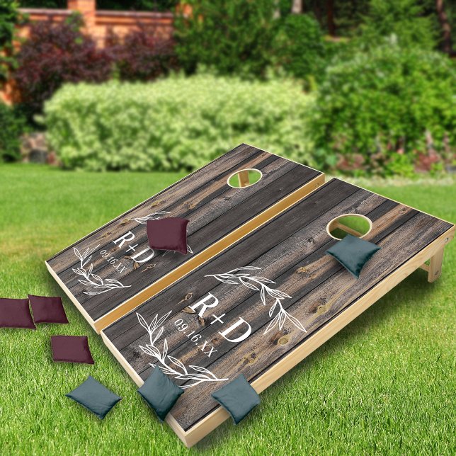 Rustic Farmhouse Dual Monogram Wedding Cornhole Set (Rustic Farmhouse Dual Monogram Wedding Cornhole Set)