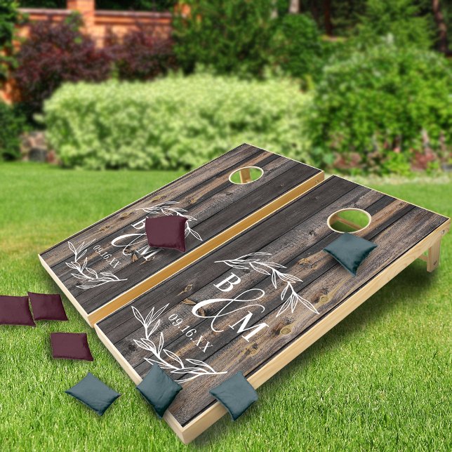 Rustic Farmhouse Dual Monogram Wedding Cornhole Set (Rustic Farmhouse Dual Monogram Wedding Cornhole Set)