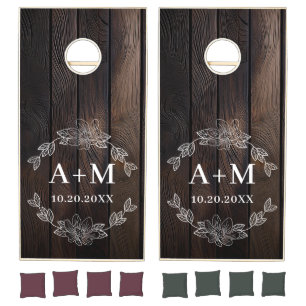 Rustic Farmhouse Dual Monogram Wedding Cornhole Set