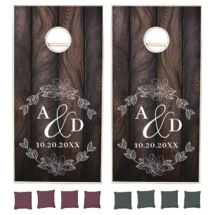 Rustic Farmhouse Dual Monogram Wedding Cornhole Set