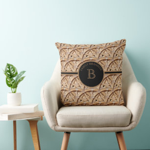 Rustic Farmhouse Elegant Monogram Cute Family Name Throw Pillow