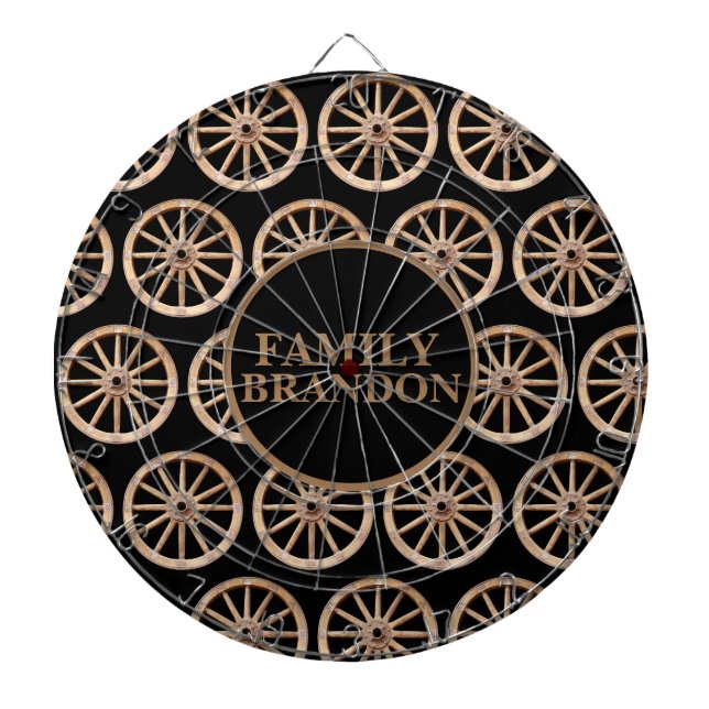 Rustic Farmhouse Elegant Old-Fashion Wooden Wheel  Dart Board (Front)