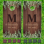 Rustic Farmhouse Eucalyptus Greenery Monogram Name Cornhole Set<br><div class="desc">Invite guests to a fun drinking game at your wedding with this elegant yet rustic wood and eucalyptus wedding cornhole boards. These unique greenery wedding corn hole games feature watercolor eucalyptus foliage on a rustic country wood design. Personalize this couples bean bag toss game with bridge and groom names. This...</div>