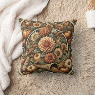 Rustic Farmhouse Fall Autumn Vintage Thanksgiving Throw Pillow