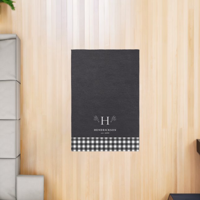 Rustic Farmhouse Family Name Monogram Rug (Insitu (Indoor 2))