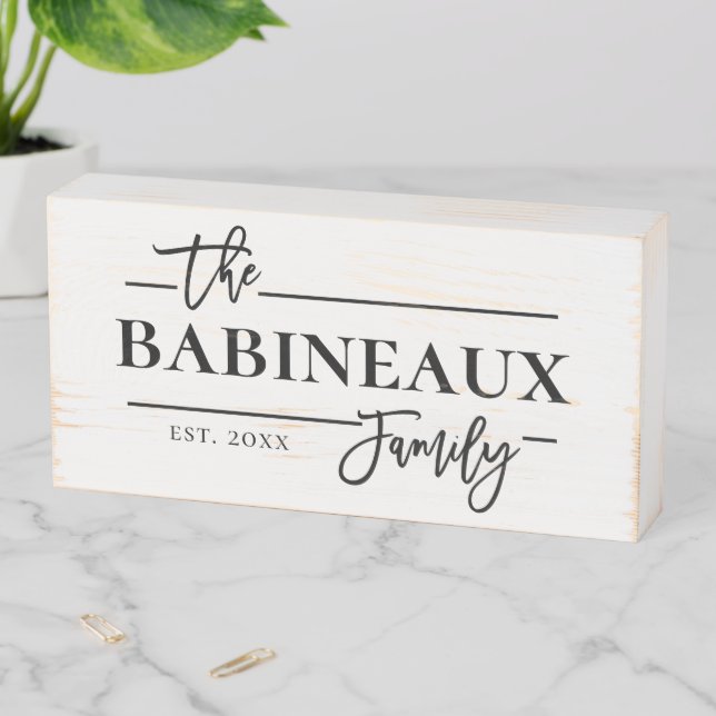 Rustic Farmhouse Family Name Wooden Box Sign (In Situ Horizontal)