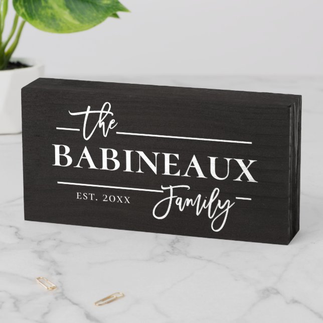 Rustic Farmhouse Family Name Wooden Box Sign (In Situ Horizontal)