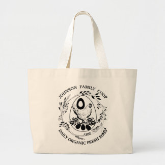 Rustic Farmhouse Farmer's Market Custom Chic Hen Large Tote Bag