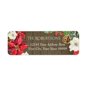 Rustic Farmhouse Floral Christmas Return Address Label