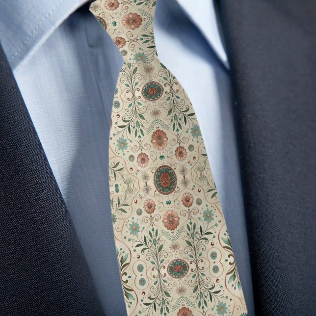 Rustic Farmhouse Floral Pattern Neck Tie (Creator Uploaded)