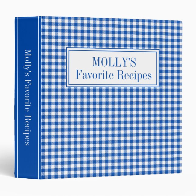 Rustic Farmhouse Gingham Plaid Recipe Binder (Front/Spine)