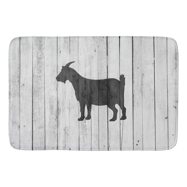 Rustic Farmhouse Goat Wood Panel Bathroom Mat (Front)