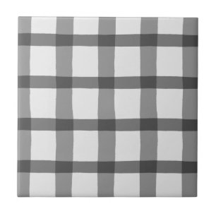 Rustic Farmhouse Gray and White Buffalo Check Ceramic Tile