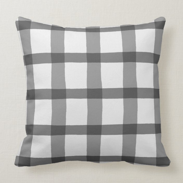 grey and white buffalo check pillow