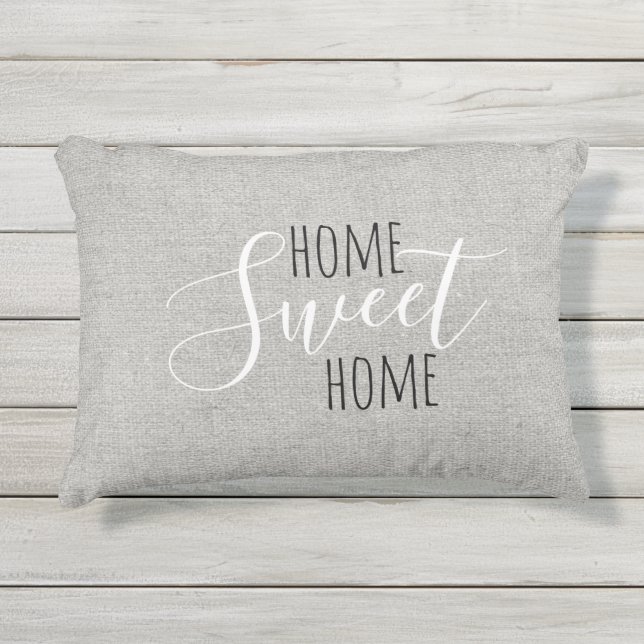 Rustic Farmhouse Gray Home Sweet Home Pillow (Front)
