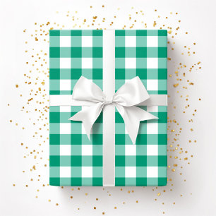 Rustic Farmhouse Green Checked Gingham Pattern Wrapping Paper